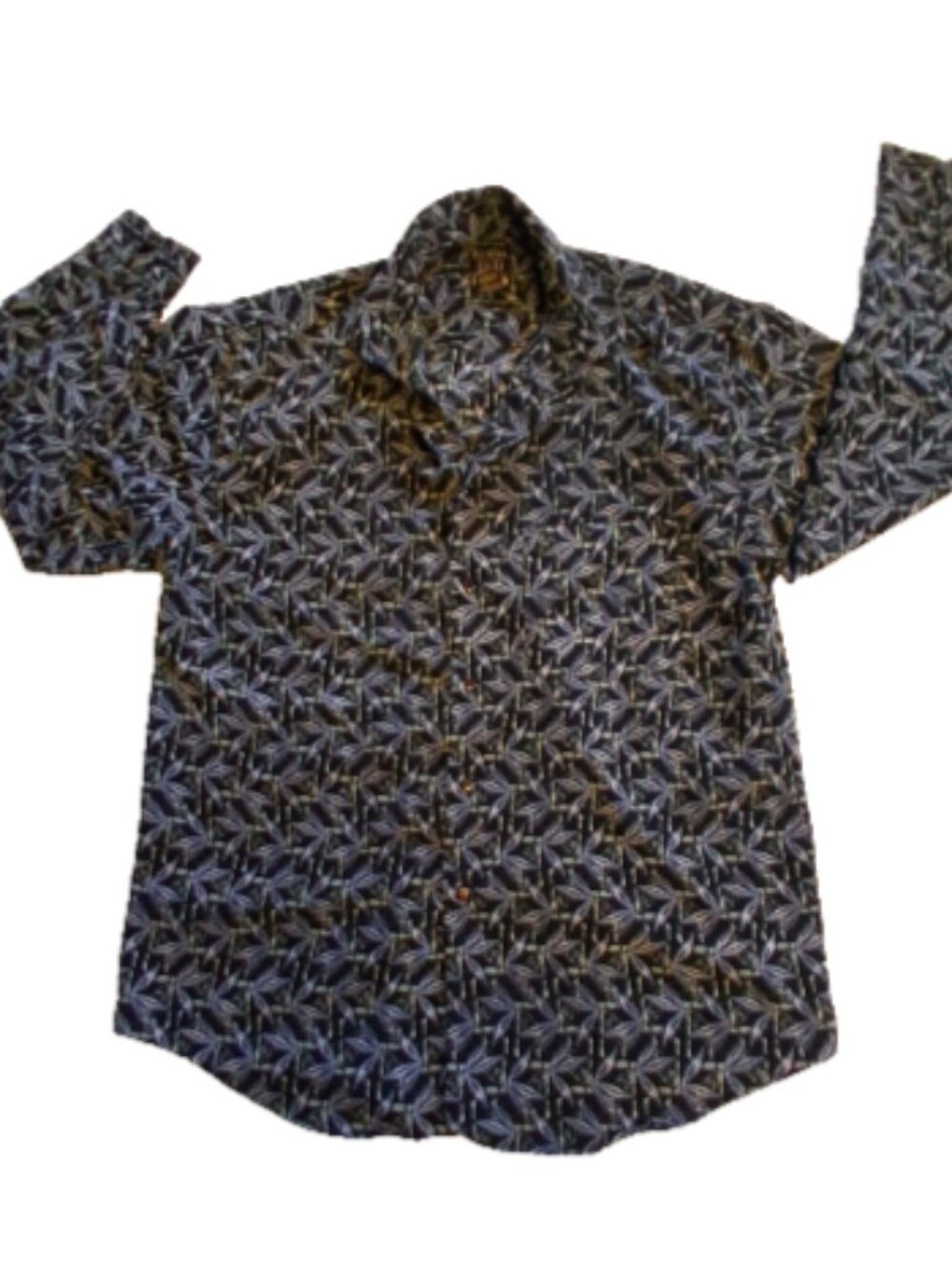 Vintage Daniel David Men's L Long Sleeve Button Pocket Floral Palm Leaf  Dress